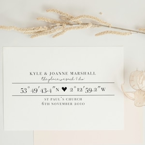 Personalised Wedding Gift Printable Wall Art - Your Wedding Location Coordinates Print | Anniversary Gift Instant Download