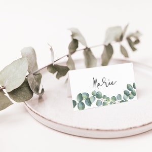 marque-places pour mariage rustique, noms de table | Eucalyptus et olive, thème de la sauge et de la verdure