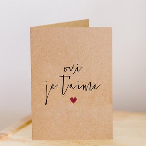 Oui Je T'aime Valentines Karte | Süße Valentinskarte | Französische Geburtstagskarte - Liebeszitate, Liebeskarten, Ich liebe dich