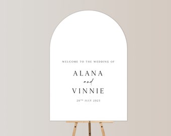 Wedding welcome board arch shaped minimalist wedding signs | Welcome to our wedding sign classic