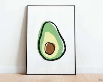 Sofort Download Avocado Wand Kunstdruck | Küchenposter | Wohndekor | Druckbare Wandkunst | Sofort Download | Druckbares Geschenk