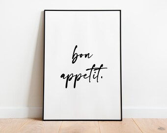 Bon appetit Print Print / Póster de cocina para mamá / Póster de comedor / Impresión de cocina / Decoración de cocina