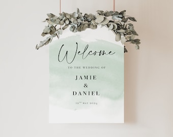 Wedding Welcome Board with sage green colour splash | Rustic Fall Wedding Signage | Welcome to our wedding sign