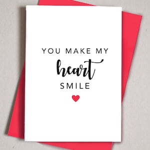 You make my heart smile Valentinstag Karte | Süße Valentinskarte | Valentinstagskarte für Freund | Jubiläumskarte