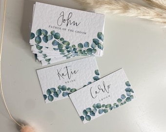 Eucalyptus place cards | Wedding place setting name cards | Botanical wedding | Personalised Place Cards | Botanical Wedding Table Decor