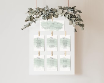 Cartes de plan de table de mariage personnalisées Plan de table pour mariage vert sauge | Cartes de plan de table de mariage personnalisées