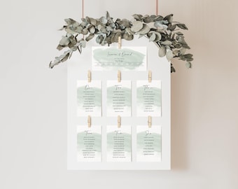 Personalised Wedding Table Plan Cards Sage Green Wedding Seating Chart | Custom Wedding Table Plan Cards