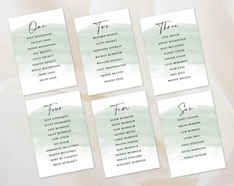 Seating Cards - Sage Gren table plan seating chart cards Wedding Escort Cards