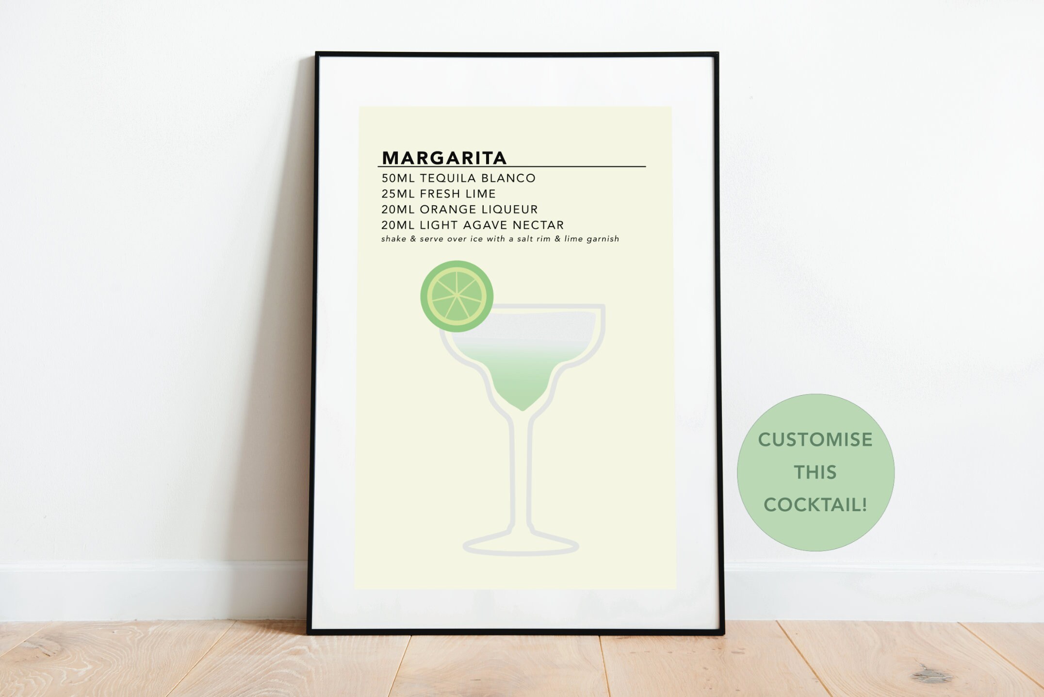 Margarita Print Cocktail Recipe Card Cocktail Poster - Etsy UK