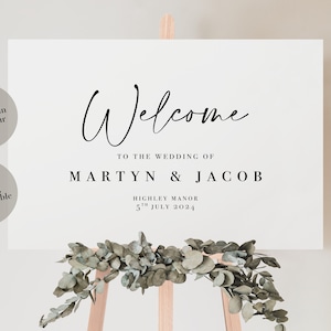 Wedding Welcome Board with sage green colour splash | Rustic Fall Wedding Signage | Welcome to our wedding sign image 2