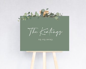 Last Name Sign Sage Green Wedding Welcome Sign | Wedding Welcome Board