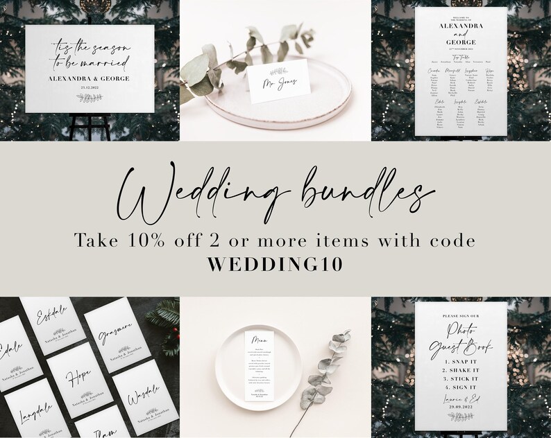 Wedding Seating Chart Table Plan Board | Winter Wedding Sign Minimalist Theme image 8
