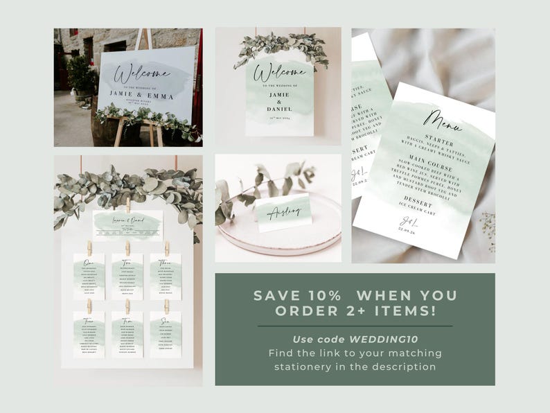 a collage of wedding items with the words save 10 % when you order 2