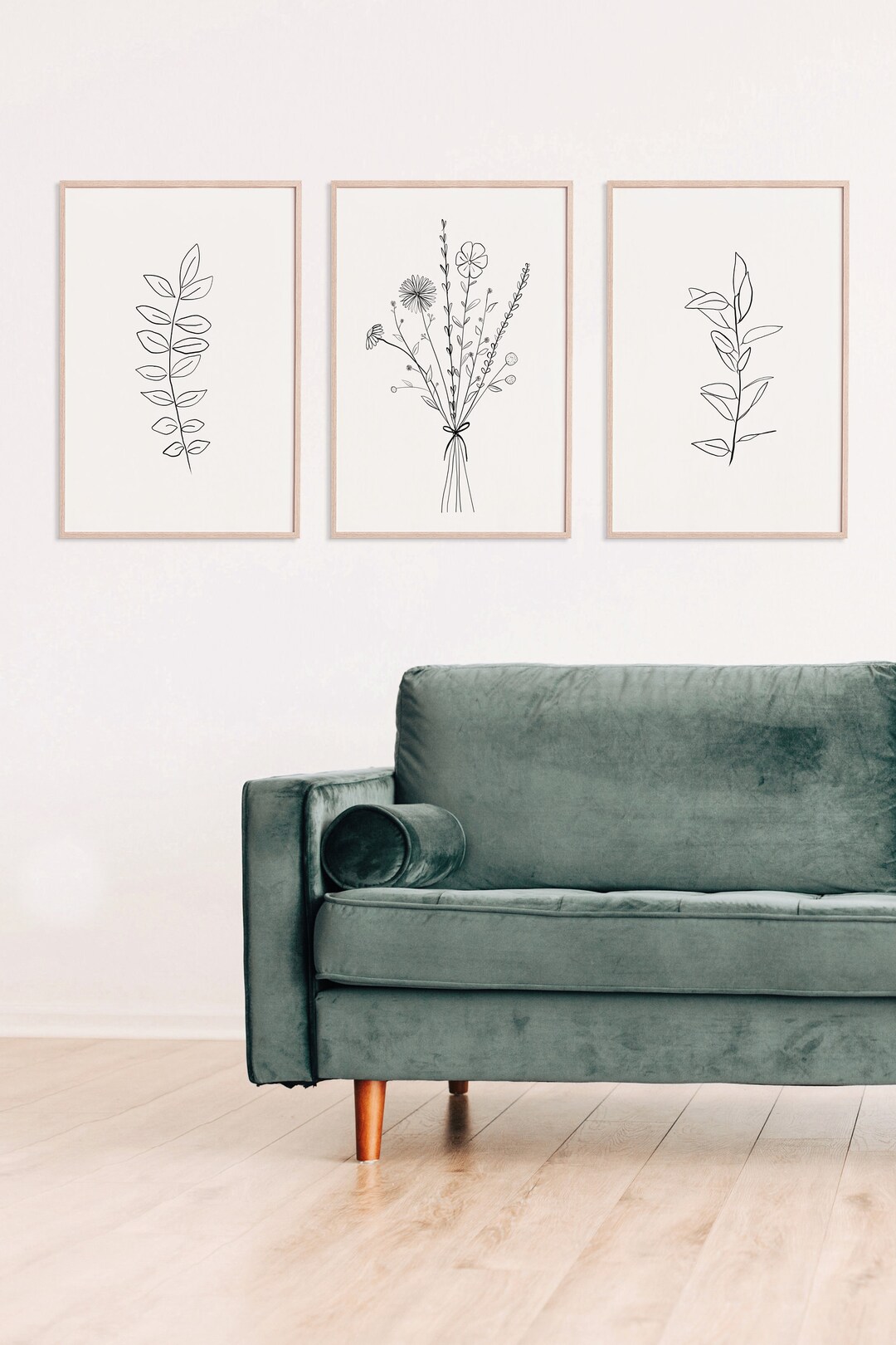 Minimalist Art Print Set 3 | Set of 3 Leaf Prints Signs | Flower ...