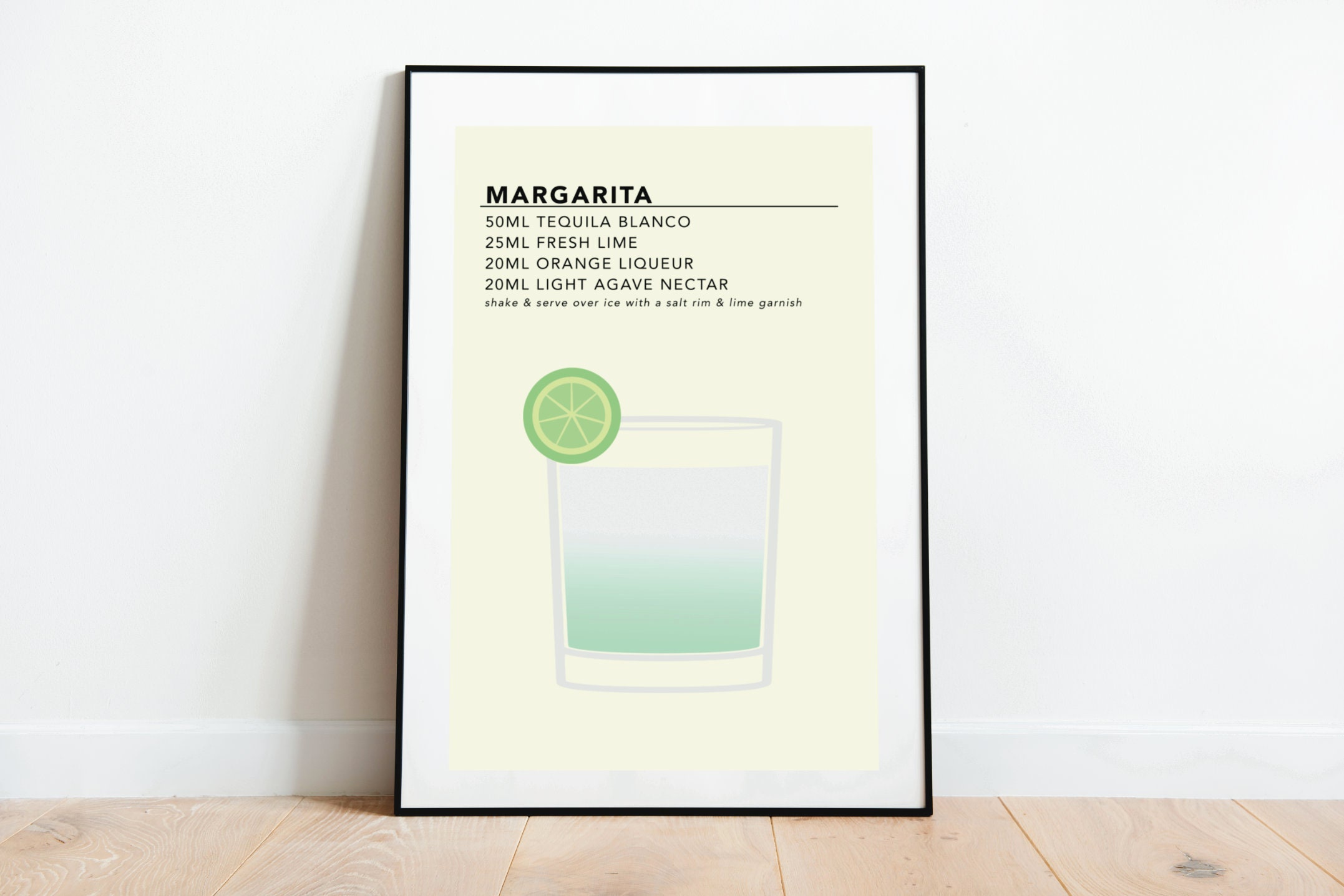 Margarita Print Cocktail Recipe Card Cocktail Poster Etsy UK