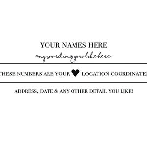 Your Wedding location coordinates print Personalised wedding gift Engagement gift Personalised Wedding Keepsake image 2