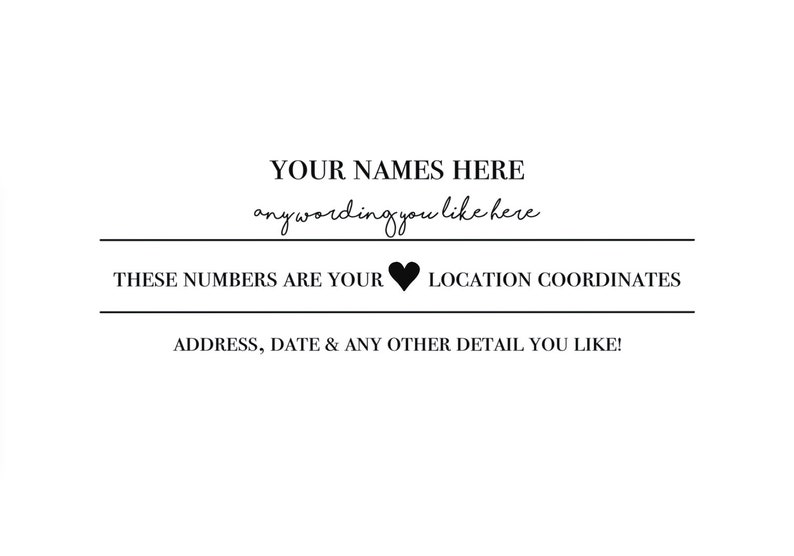 Your Wedding location coordinates print Personalised wedding gift Engagement gift Personalised Wedding Keepsake image 2