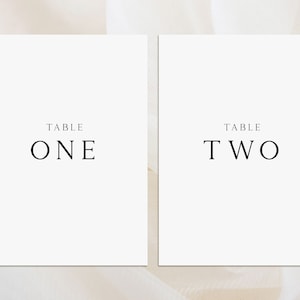 Números de mesa para bodas Tarjetas con números de mesa minimalistas para bodas / Números de mesa sencillos y elegantes