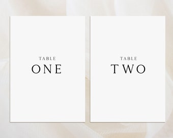 Wedding Table Numbers Minimal table number cards for wedding | Simple Elegant Table Numbers