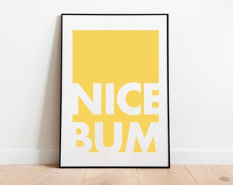 Nice Bum Bathroom Wall Art Print - Yellow