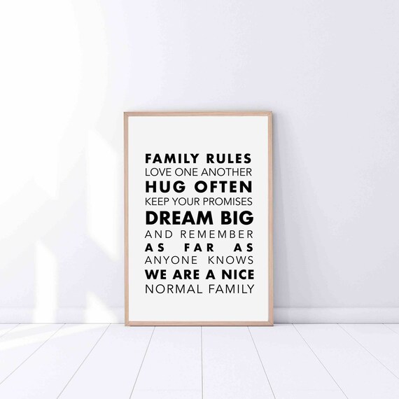 Family Rules Quote Print Home Decor Poster Printable Wall Etsy