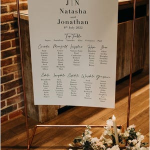 Wedding Seating Chart Table Plan Board | Winter Wedding Sign Minimalist Theme image 3