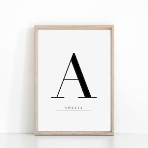 Regalo personalizado Impresión inicial / Impresión de carta / Arte mural imprimible / Regalos únicos / Trabajo desde la decoración del hogar / Regalo para él / Arte mural de oficina