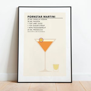 Pornstar Martini Print | Cocktail Recipe Card | Cocktail Poster