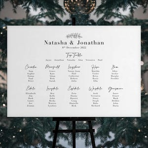 Wedding Seating Chart Table Plan Board | Winter Wedding Sign Minimalist Theme image 2