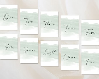 Wedding Table Numbers sage green wedding tables | Custom Wedding Table Numbers