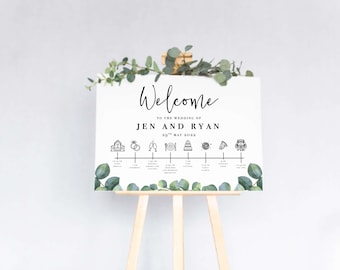 Wedding Timeline Sign | Custom Order of the Day Sign | Wedding Welcome Sign | Wedding timings sign | Large Wedding Sign