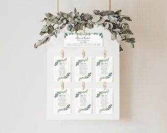 Seating Cards - Rustic table plan seating chart cards | Escort Cards | Eucalyptus Sage Green