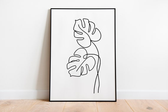 Monstera Leaf Line Drawing Print | Botanical Print | Home Decor Poster | Line  Drawing Print | Home Decor Gift - Etsy