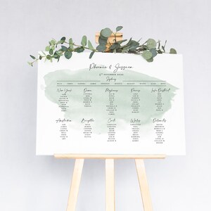 Sage Green Wedding Table Plan | Landscape Seating Chart | Wedding Sign | Large Table Plan Board image 2
