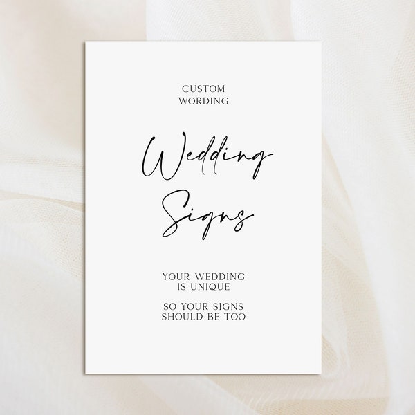 Personalised Wedding Signs | Custom Wording Wedding Sign | Wedding Table signs