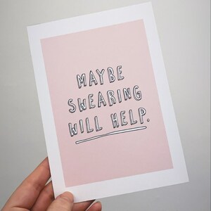 Maybe Swearing Will Help Poster | Pink Wall Art Print | Funny Printable ...