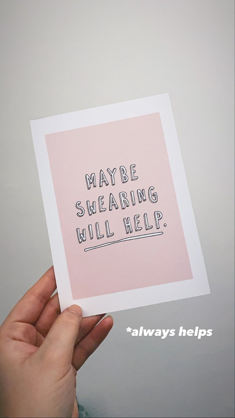 Maybe Swearing Will Help Poster Pink Wall Art Print Funny | Etsy UK