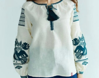 Ukraine Blouse, Linen Embroidered Blouse, Vyshyvanka Sorochka Shirt, Vyshyta Top, Gift for Her