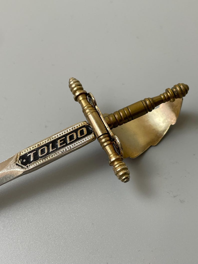 Vintage Brass Letter Opener Handmade Toledo Spain Knife Antique Office