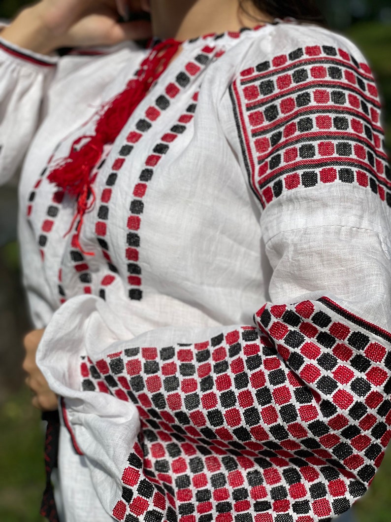 Embroidered Linen Blouse, Ukrainian Vushyvanka Sorochka, Bohemian Chic Top image 6