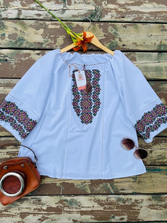 Size XL Ukrainian embroidered sorochka women's blouse embroidery vyshyvanka 
