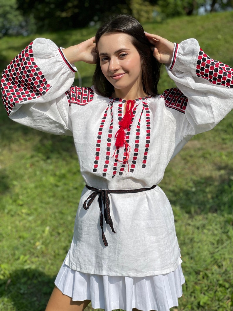 Embroidered Linen Blouse, Ukrainian Vushyvanka Sorochka, Bohemian Chic Top image 7