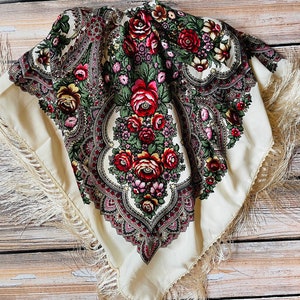 Ukrainian Shawl Hustka , Folklore Style Wrap, women head shawl , boho shawl