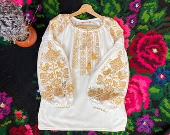 Embroidered Floral Blouse, Cotton Bohemian Blouse, Ukrainian Vyshyvanka Shirt, Summer blouse for women