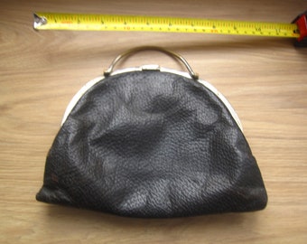 Vintage Leather Reticule, Retro Woman's Clutch, Leather Bag 1920-30's