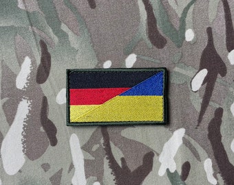 Écusson drapeaux nationaux Allemagne-Ukraine, écusson coopératif DE-UA, partenariat ukraino-allemand, écussons moraux