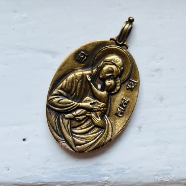 Virgin Mary and Jesus Pendant,  Mother of God, Mary Mother of God Pendant, Divine Child, Christian Jewelry, Religious Medal, Easter Gift