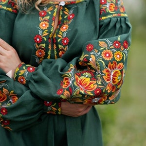 Linen Slavic Dress -  Canada