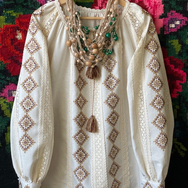 Handmade Ukrainian Blouse, Hand Crafted Vyshyvanka, Embroidered Blouse, Ukrainian Souvenir, Vishivanka Vyshyta Sorochka