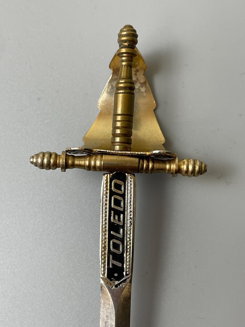 Vintage Brass Letter Opener Handmade Toledo Spain Knife Antique Office